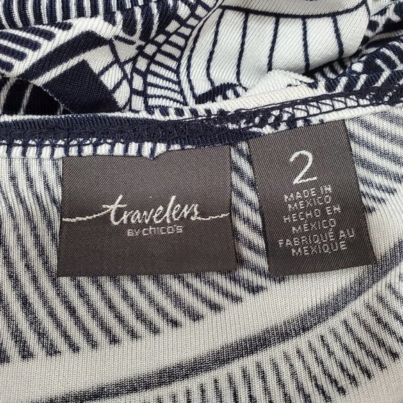 CHICO'S TRAVELERS Top with Gold Detail at Neck  Size 2 (L/12) - Picture 7 of 9